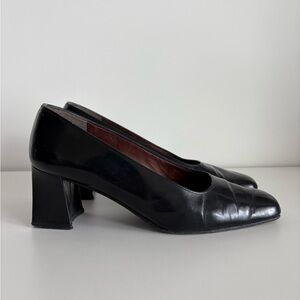 Stuart Weitzman Black Leather Block Heels
